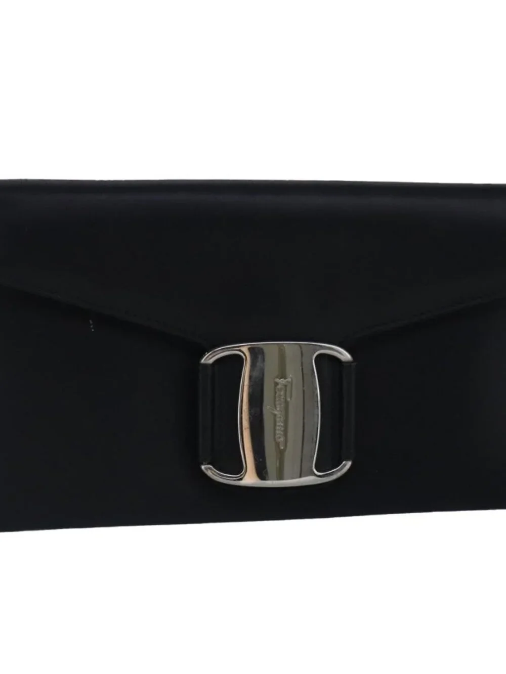 Salvatore Ferragamo Wallet Leather Black Auth bs20080